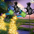 Black Cat Solar Watering_Can Lights, Birthday Gifts for Women Mom Christmas, Yard Decorations Outdoor Waterproof, Blue Metal Hanging Lantern Solar Lights Garden Decor Patio Pathway, 2 Pack