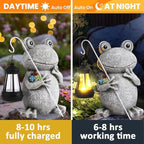 Frog Solar Garden Statues, Resin Frog Figurine Decorations, Outdoor Frog Decor Art for Lawn,Yard, Unique Housewarming Gift for Garden Home
