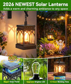 KOOPER 4 Pack Solar Lanterns Outdoor Waterproof, Brighter Hanging Solar Lantern Lights for Outside, Auto ON/Off Lanterns Decorative Outdoor for Garden Table Yard Path Tree Patio Lawn Decor, Gifts
