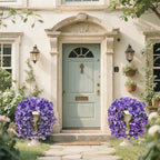 Artificial Flowers for Outdoors Fake Purple Bougainvillea Hanging Flower Decoration, 2Pcs Realistic Faux Silk Plants Long Trailing Vines, Spring Decor for Porch Patio Balcony Planter Yard