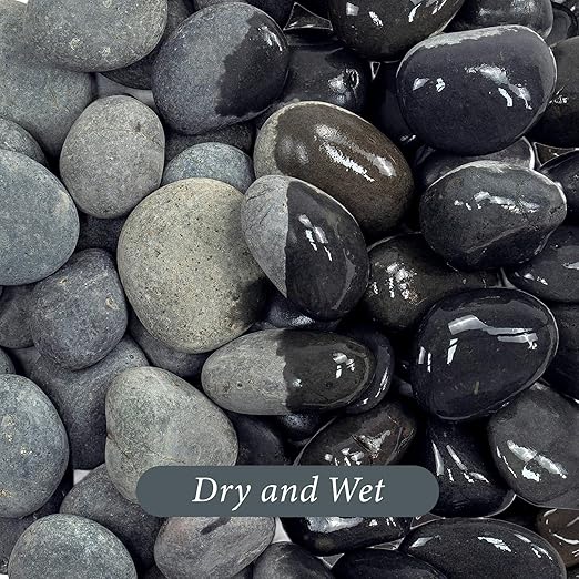 River Rocks, 40lbs Black Pebbles for Indoor Plants, 1-2 Inch Aquarium Rocks, Natural Stones for Landscaping Garden Paving Plant Rocks Crafting Walkways