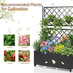 VINGLI 71″H Metal Raised Garden Bed with Trellis and Wheels, Outdoor Planter Box with Drainage Holes for Climbing Plants, Vegetables and Vines, Privacy Screen, for Patio, Backyard and Balcony, Black