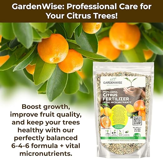GARDENWISE Professional Citrus Fertilizer + Vital Micronutrients; Perfect Balanced NPK for All Citrus; for Indoor and Outdoor Plants; Orange, Lime, Avocado and Lemon Tree Fertilizer (2 QUARTS)