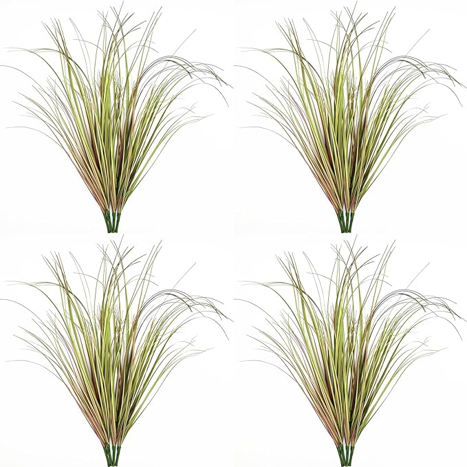 CATTREE Fake Wheat Grass Plants Artificial Greenery Tall Shrubs 16 Bundles, Outdoor Decor Faux Plastic Leaves Bushes for Indoor Office Garden Wedding Party Vase Filler DIY Decorations, Purple 16 Pcs