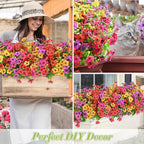 Waipfaru Artificial Flowers for Outdoors, 24 Bundles Faux Plants Outdoor, UV Resistant Artificial Plants Outdoor, Silk Fake Artificial Flowers for Outside Home Decor Planter Porch Patio Decoration
