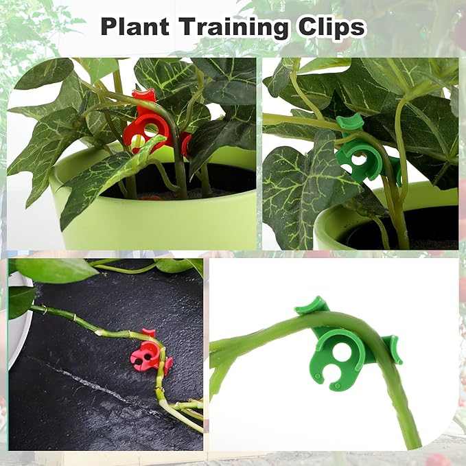 Ouligay 40pcs Plant Training Clips, Plastic Plant Clip, Lst Clips for Low Stress Training Plant Stem Support, 90 Degree Angle Plant Clips(Circle Style,Red and Green)