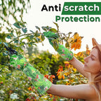 HANDLANDY Women Gardening Gloves, Scratch Resistant Breathable Ladies Rose Pruning Long Gauntlet Floral Print Garden Yard Gloves, Gift for Gardeners (Grass Green, L)