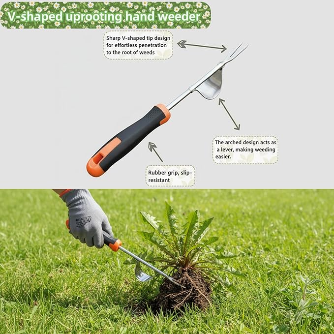 Weed Puller Tool, portable garden tool, Four-Tined Weeding Tool, Uprooting Weeding Tools, Crevice Weeder, Backyard Farming Weeding ，Weeding Equipment for Outdoor Camping ，Weed Removal Tool (style2)
