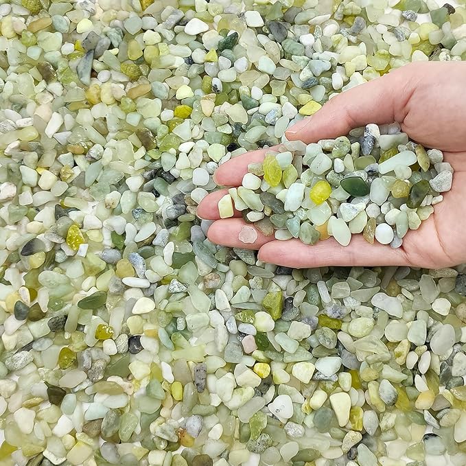 FANTIAN 2 lbs Jade Rocks for Plants Indoor, 1/4 inch Small Pebbles for Plants, Decorative Rocks for Succulents Cactus Vases Landscaping Drainage and Outdoor Garden Rocks