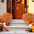 Uieke 72 Bundles Artificial Fall Flowers for Outdoors UV Resistant No Fade Faux Autumn Plants for Outside Home Garden Wedding Party Fall Décor (Orange)