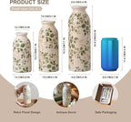 Teweiqi Vintage Vase Set of 3, Ceramic Flower Vases Chinoiserie Decor, Rustic Farmhouse Vases Retro Decorative Vases, for Home Living Room Kitchen Table Mantle Shelf Decor - Green and White