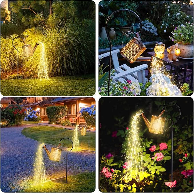 SRNPMIU Solar Watering_Can Light - Solar Yard Decorations Outdoor,Garden Decor Lights for Yard,IP65 Waterproof Hanging Lantern Lights,Outside Garden Flower Bed Decor Light for Moms Birthday
