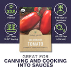 Organic San Marzano Tomato Seeds – Two Seed Packets! – Over 102 Open Pollinated Heirloom Non-GMO Seeds – Sweet Yards Seed Co.
