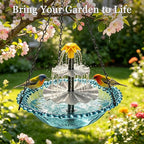 Solar Hanging Bird Bath Fountain - Upgraded 3-Tier Hanging Birdbath, Bird Baths for Garden Patio Yard Decor, Blue Outdoor Humming Birds Cascade Baths Fountains