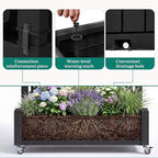 YITAHOME 42.5x14.2x61 in Planter Box with Trellis/Outdoor Privacy Screen, All-Weather Raised Garden Bed with Wheels & Drain Plug for Climbing Plants Flowers Herbs, Black