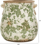 Nearly Natural 10in Ceramic Decorative Vase, Tuscan Style Green Scroll Design for Indoor Home Shelf Table Decor