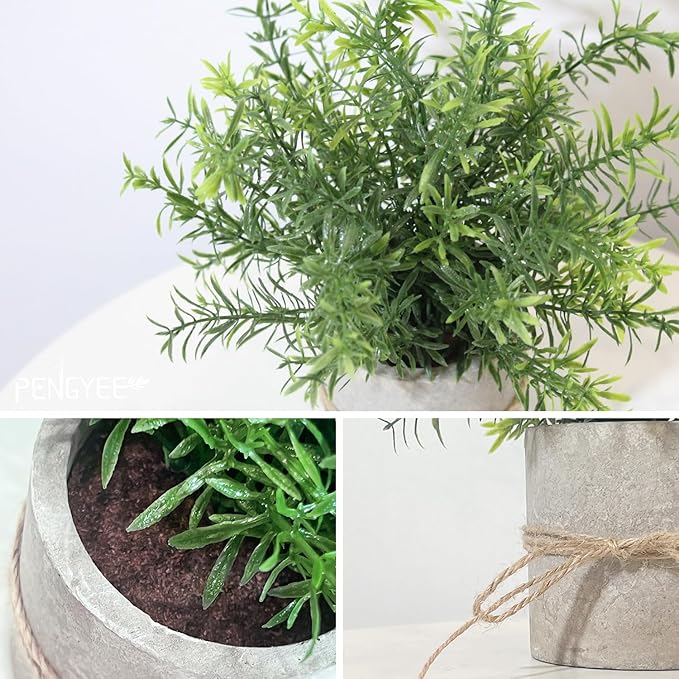 4 Pack Small Fake Plants in Pot for Home Decor, Artificial Plants Indoor, Small Faux Succulents Plants Indoor for Bathroom Bedroom Kitchen Office Farmhouse Room Shelf Decor