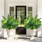 Livole 12 Pcs Artificial Plants Outdoor Faux Plants Fake Greenery Stems with Boston Fern Lavender Morning Glory UV Resistant Artificial Flowers for Outdoors Porch Patio Garden Spring Summer Home Decor