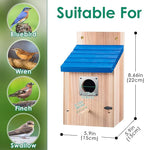 Dreyoo Cedar Bluebird Box Houses for Outside, 1-1/2'' Entrance Hole Wooden Bird Houses with Metal Guard, Secure Latch, Fledgling Grooves, Air Vents for Bluebird Wren Swallow (2 Pack)