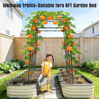 Garden Trellis Arch 7FT PP-Coated Stainless Steel Metal Extra Tall Cucumber Trellis Arch Garden Arch Trellis for Climbing Plants Outdoor Vegetable Trellis with Trellis Netting