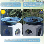 12.3" Solar Fountain Bird Bath for Outside, Metal Solar Bird Bath Fountains, Bird Bath Bubbler for Garden Patio Decor-Blue