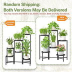 iDavosic.ly Plant Stand Indoor with Grow Light, 6 Tier Corner Metal Flower Display Holder Shelf, Easy Assembly Folding Tall Orchid Rack for Patio Balcony Porch Garden Living Room House, Black