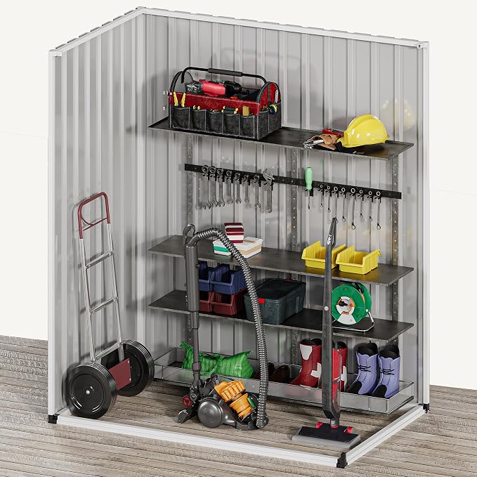 DWVO 5x3ft Metal Outdoor Storage Shed, Waterproof Tool Shed Heavy-Duty Storage Unit with Lockable Door and Vents, Ideal for Bicycles, Tools, Lawnmowers, Backyards, Patios, Lawns - Dark Gray