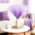 50 PCS Purple Pampas Grass, 17in Pampas Grass Decor, Artificial Pompas Wall Decor for Vase Room Bedroom Kitchen Table Wedding Party Birthday Baby Showers（Purple）