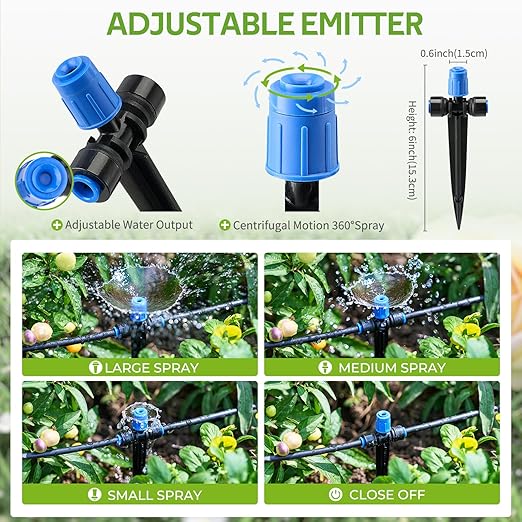 HIRALIY 140FT Quick Connect Garden Watering System with Adjustable Vortex Drippers, Saving Water Automatic Drip Irrigation Kit for Raised Bed and Plants Vegetable Garden