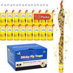 16 Pack Outdoor Fly Trap Indoor for Home, Fly Strips Indoor Sticky Hanging with Pins, Flies Paper Tape Ribbon Roll Hunter Catcher for Fruit Flies and House Gnat Fungus