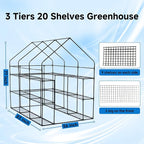 SUNGIFT Greenhouse for Outdoors, Walk-in Greenhouses 56 x 85 x 77 Inch, Portable Green House 3 Tiers 20 Shelves for Garden, Patio, Backyard, White