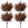 Artificial Ferns Shrubs Bushes, Faux Fern Leaves Plastic Plants Fake Boston Grass for Wedding Bouquet Indoor Outdoor Home Garden Verandah Kitchen Table Centerpieces Arrangements Decoration Red 8 Pack