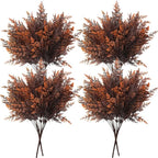 Artificial Ferns Shrubs Bushes, Faux Fern Leaves Plastic Plants Fake Boston Grass for Wedding Bouquet Indoor Outdoor Home Garden Verandah Kitchen Table Centerpieces Arrangements Decoration Red 8 Pack