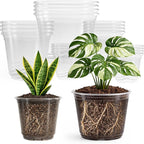Bluepro 20 Pack 8/6/5/4/3.5 Inch Reinforced Large Clear Nursery Pots with Drainage Hole, Transparent Variety Pack Plastic Plant Pot for Vegetable Propagation, Root Cutting, Seed Starting