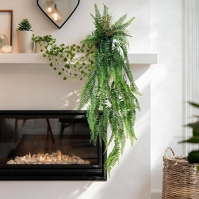 2 Pcs Faux Eucalyptus Vine Ivy Vine Artificial Hanging Plant Faux Plant Fake Potted Greenery for Wall Living Room Home Shelf Office Bathroom Outdoor Indoor Decor (Type 3)