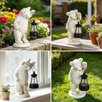 mocosa Solar Garden Statues Bear and LED Lights Birthday Gifts for Women Mom Grandma Solar Outdoor Cat Decor for Outside,Outdoor Solar Lights for Yard, Garden and Patio, Unique Gift for Women