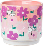 Silver Buffalo Peanuts 4'' Snoopy Flower Pattern Reactive Glaze Ceramic Planter Pot