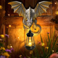 Dragon Tree Hugger Garden Statue - Resin Dragon Figurine Wall Hanger Sculptures Decor with Solar Lantern Lights, Outdoor Waterproof for Balcony Wall Porch Yard, Gifts for Mom Women Mother's Day
