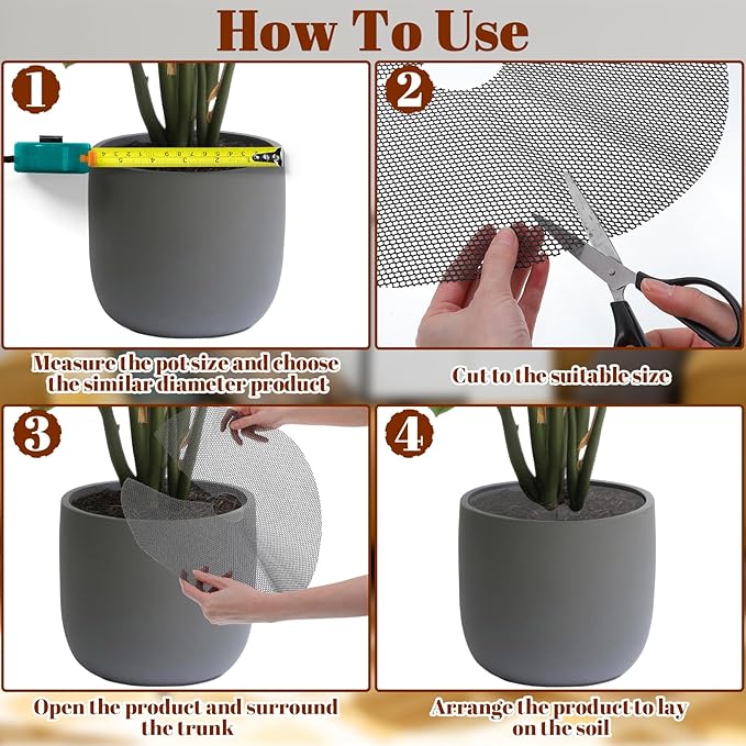 6 Pcs 15.7Inch Plant Pot Grids Cuttable Soil Covers Plant Protectors from Cats Pot Grid Cover Indoor for Outdoor Garden Protection Flower Decoration Tree Barrier Ring