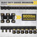 64" Garage Tool Organizer Wall Mount, 900 lbs Heavy Duty Steel Garden Tool Storage Rack with 12 Adjustable Hooks for Yard, Shed, Garage (4 Racks, 12 Hooks, 2 Straps)