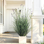 Lifelike Fake Lavender Faux Plastic plantas Synthetic Pampas Grass Indoor Outdoor Realistic Floor Plants Artificial Tall Grass Plant for Home Office Wedding Patio Front Decor Housewarming Gift