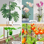 20Pcs Plant Support Stakes 17 inch SupKing Garden Orchid Sticks Extended to 3ft 4ft 5ft Plant Poles with Clips for Indoor Outdoor Potted Tomato Rose Amaryllis Vegetables Comes with 20 Ties(Black)