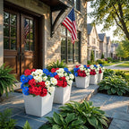 Hananona 12 Pcs Artificial Geranium Flowers for Outdoors Geranium Silk Red White Blue Flowers Outdoor UV Resistant Plants Faux Patriotic Flowers for 4th of July Home Decor (12, RedWhiteBlue)