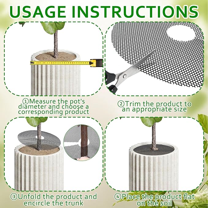 12 Pcs 11.8 Inch Plant Pot Grids, Cuttable Plant Pot Soil Covers Protectors, Used to Prevent Animals or Babies from Digging up the Soil in flowerpots, Suitable for Indoor and Outdoor Plants