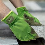HANDLANDY Men Leather Gardening Gloves, Utility Work Gloves for Mechanics, Construction, Driver