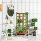 Giantex Mobile Plant Raised Bed, Wood Planter with Lattice Trellis and Wheels, Flower Box for Plant Climbing, Vertical Garden for Balcony Patio Yard, 25"x11"x 50"