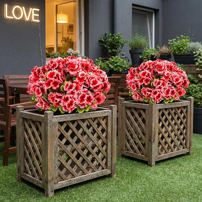 lovemoon 8 Pcs Artificial Geranium Plant Realistic Silk Flowers for Outside UV Resistant Faux Geraniums Flowers for Indoor Outdoor Home Garden Office Decoration (8, Peach)