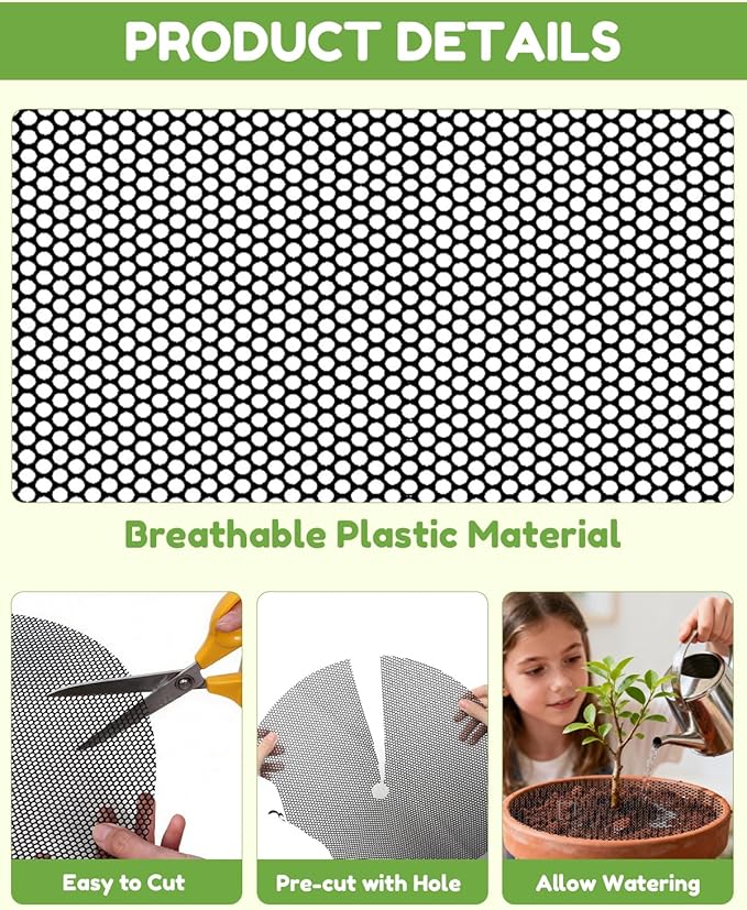 6 Pcs 15.7" Plant Pot Grids - Cuttable Plant Pot Protector from Cats with 6 Nails,Plant Pot soil Cover Protectors for Indoor Potted Plants,Animals Digging Stopper & Baby Proof Flower Pot Grid Guard