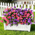 Artificial Impatiens Flowers for Outdoors, 6 Bundles Silk Fake Flowers for Spring Summer Decoration, UV Resistant Faux Plants Plastic Bouquet for Home Planter Porch Patio Yard Decor(Purple Rose Red)