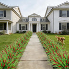 Roberly 24 Bundles Artificial Plants Outdoor, Fake Lavender Flowers UV Resistant Faux Shrubs Plastic Flowers Fake Greenery Plants for Porch Garden Window Box Home Indoor Outdoor Decorations, Red